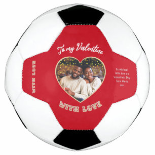 Valentine's Day Red Personalized Heart Photo Soccer Ball