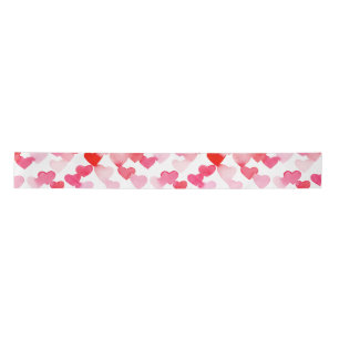 Valentines Day Red & Pink Watercolor Hearts Love Satin Ribbon