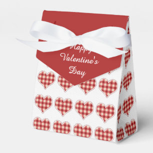 Valentine's Day Red Plaid Hearts Favour Box