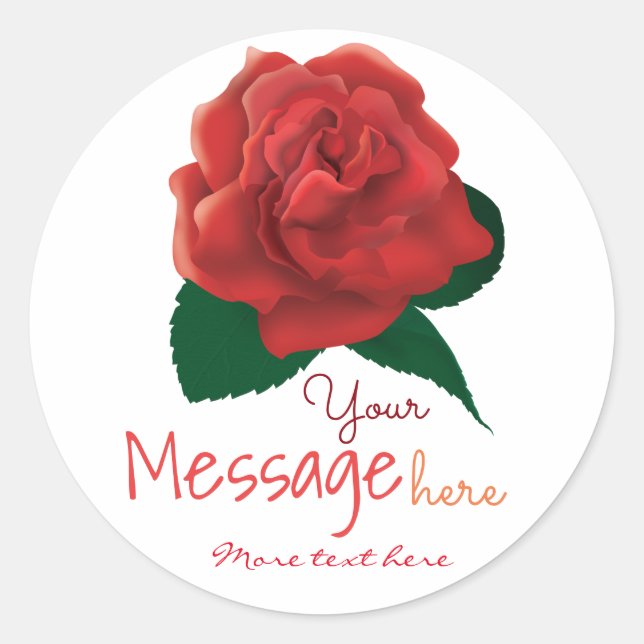 Valentine's day Red rose custom text sticker (Front)