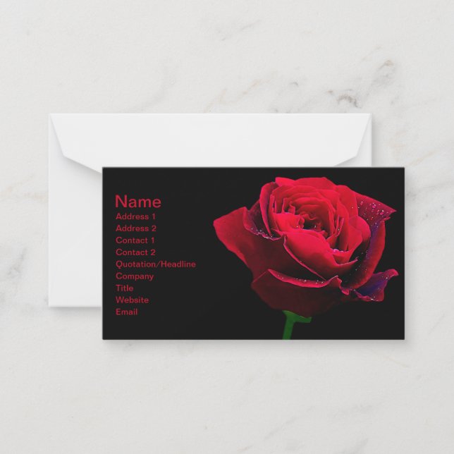 Valentines Day Red Rose Note Card (Front)