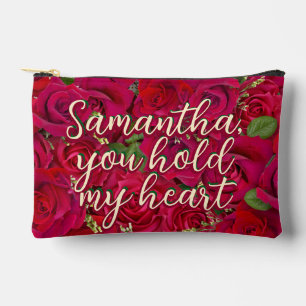 Valentine's Day Red Roses Custom Message Accessory Pouch