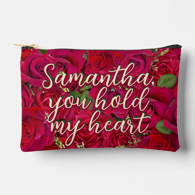 Valentine's Day Red Roses Custom Message  Accessory Pouch (Front)