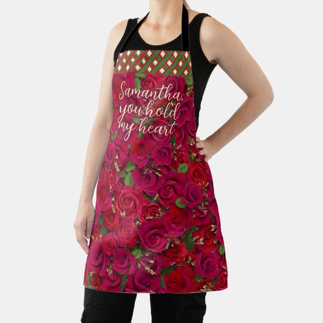 Valentine's Day Red Roses Custom Message  Apron (Insitu)