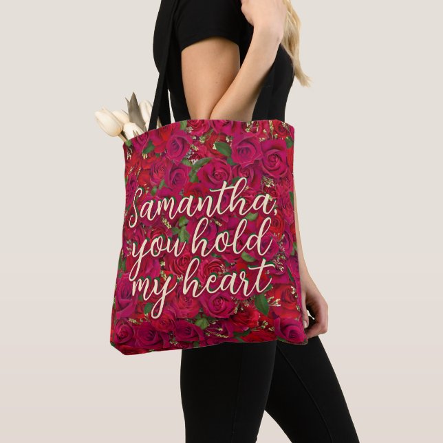 Valentine's Day Red Roses Custom Message  Tote Bag (Close Up)