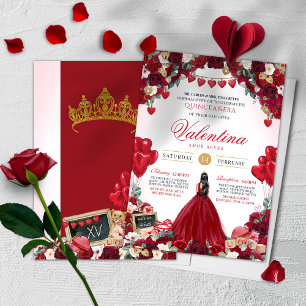Valentine's Day Red Roses Sweet 15 Quinceanera  Invitation