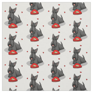 Valentine's Day (red) Scottie Dog (black) Cute Fabric