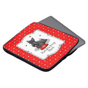 Valentine's Day (red) Scottie Dog (black) Cute Laptop Sleeve