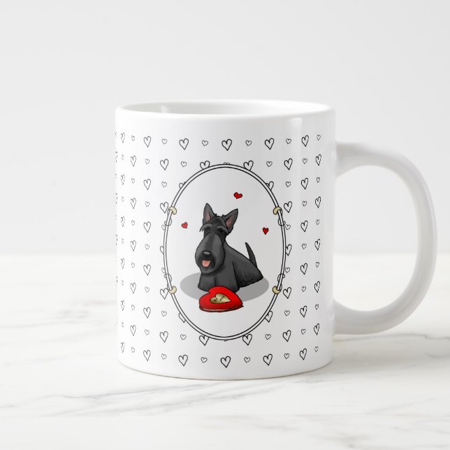 Valentine's Day (red) Scottie Dog (black) Cute Large Coffee Mug (Right)