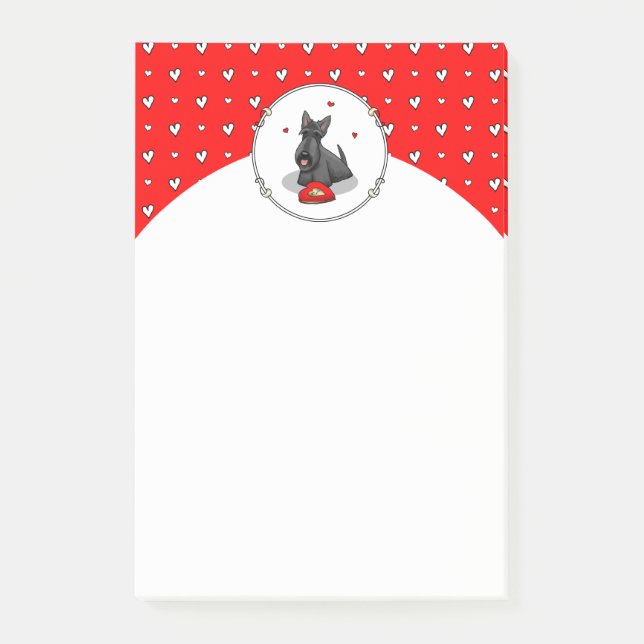 Valentine's Day (red) Scottie Dog (black) Cute Post-it Notes (Front)