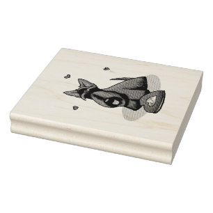 Valentine's Day (red) Scottie Dog (black) Cute Rubber Stamp