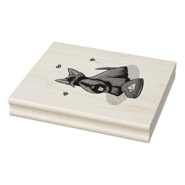 Valentine's Day (red) Scottie Dog (black) Cute Rubber Stamp (Stamp)