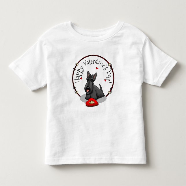 Valentine's Day (red) Scottie Dog (black) Cute Toddler T-Shirt (Front)