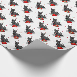Valentine's Day (red) Scottie Dog (black) Cute Wrapping Paper