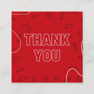 Valentine's Day Red Thanks For Your Order Romantic Square Business Card