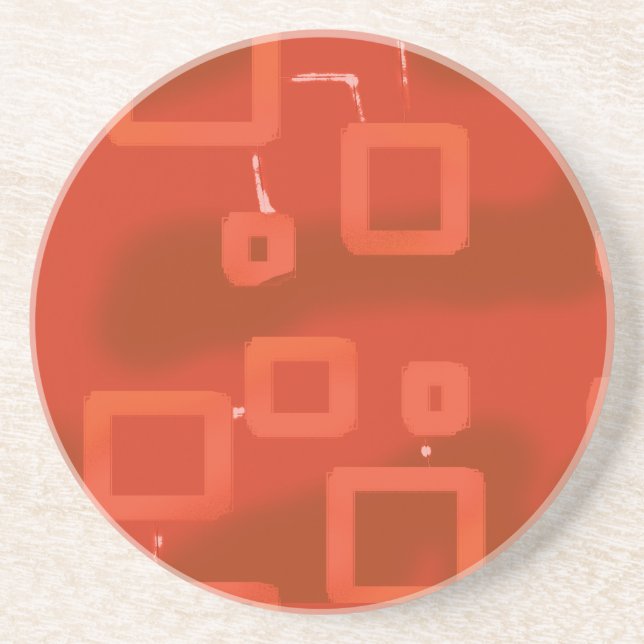 Valentine's Day Red Whimsical Geometric Abstract Coaster (Front)