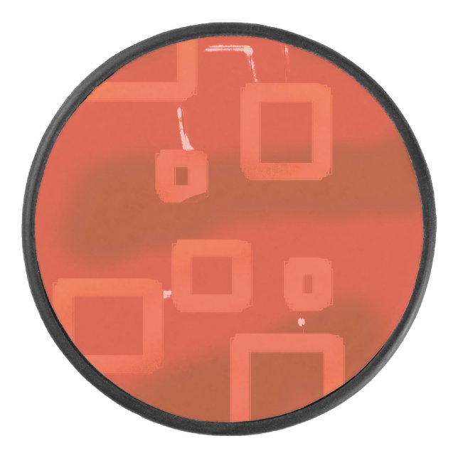 Valentine's Day Red Whimsical Geometric Abstract Hockey Puck (Front)