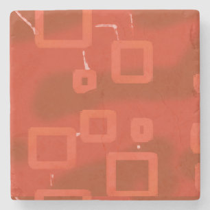 Valentine's Day Red Whimsical Geometric Abstract Stone Coaster