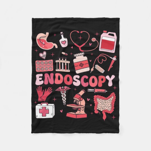 Valentine's Day Retro Endo Crew Nurse Endoscopy Gl Fleece Blanket (Front)