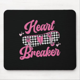 Valentines Day Retro Groovy Heartbreaker Skateboar Mouse Pad
