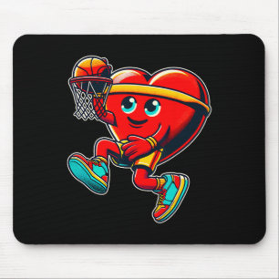 Valentine's Day Retro Heart Basketball Player Slam Mouse Pad