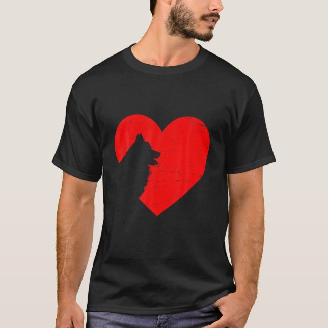 Valentines Day Retro Hearts American Eskimo Dog Pu T-Shirt (Front)
