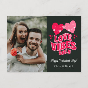 Valentine's Day Retro Love Vibe Only Postcard