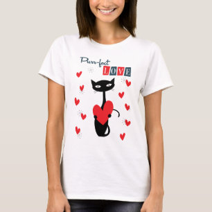 Valentines Day Retro Mid Century Cat T-Shirt