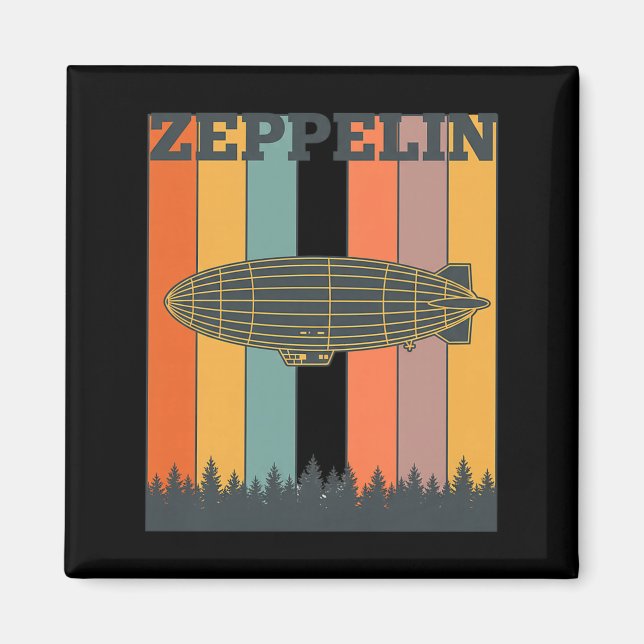 Valentine's Day Retro Zeppelin Vintage Airship 70s Magnet (Front)