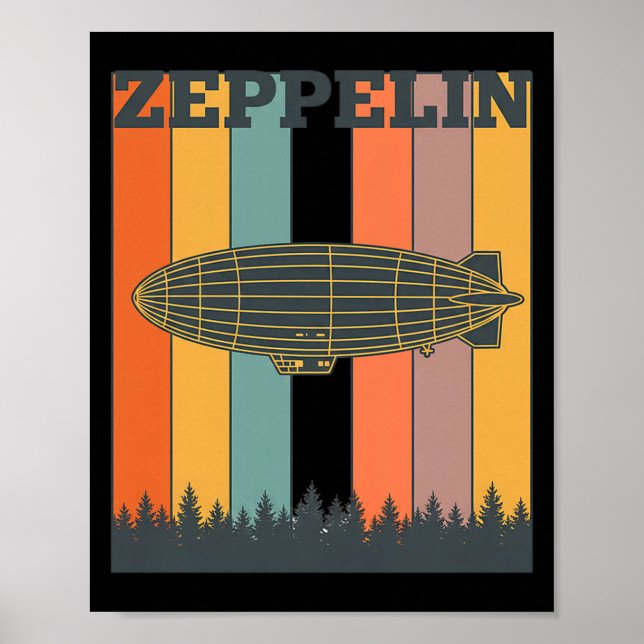 Valentine's Day Retro Zeppelin Vintage Airship 70s Poster (Front)