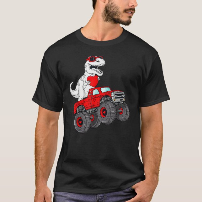 Valentines Day Rex Riding Monster Truck  Toddler B T-Shirt (Front)