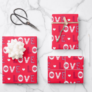 Valentine's Day Romance Love Love Love Wrapping Paper Sheet