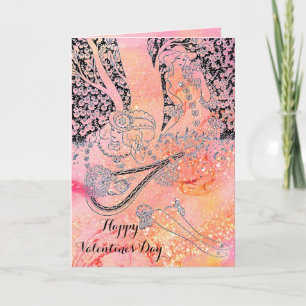 VALENTINE'S DAY ROMANCE,ROMANTIC LOVERS IN NATURE HOLIDAY CARD