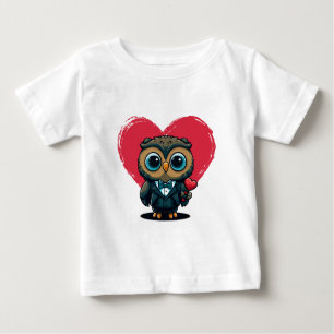 Valentine's Day Romance with Adorable Owl Groom Baby T-Shirt