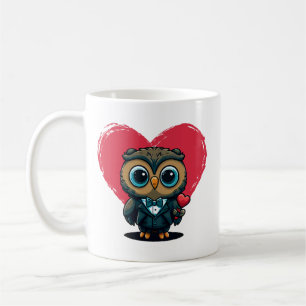 Valentine's Day Romance with Adorable Owl Groom Coffee Mug