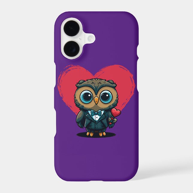 Valentine's Day Romance with Adorable Owl Groom iPhone Case (Back)