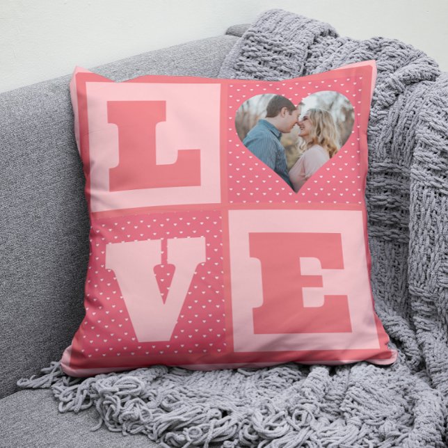 Valentine's Day Romantic Pink Love Heart Photo  Cushion (Creator Uploaded)