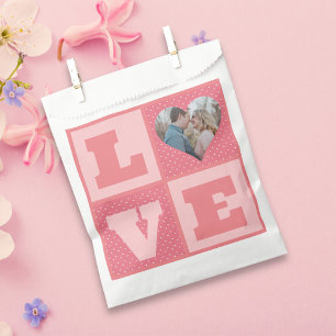 Valentine's Day Romantic Pink Love Heart Photo Favour Bag