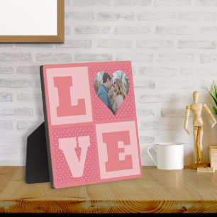 Valentine's Day Romantic Pink Love Heart Photo  Plaque