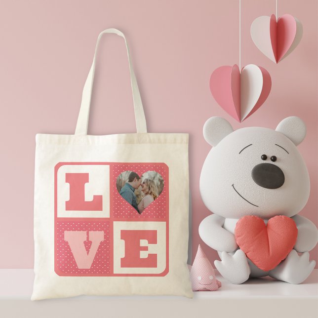 Valentine's Day Romantic Pink Love Heart Photo  Tote Bag (Creator Uploaded)