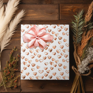 Valentine's Day Rose Gold Hearts Wrapping Paper