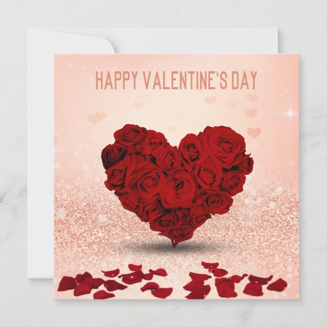 Valentine's Day Rose Heart Bouquet - Card (Front)
