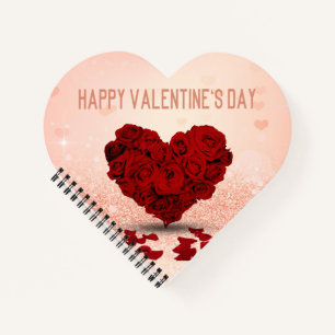 Valentine's Day Rose Heart Bouquet Spiral Notebook