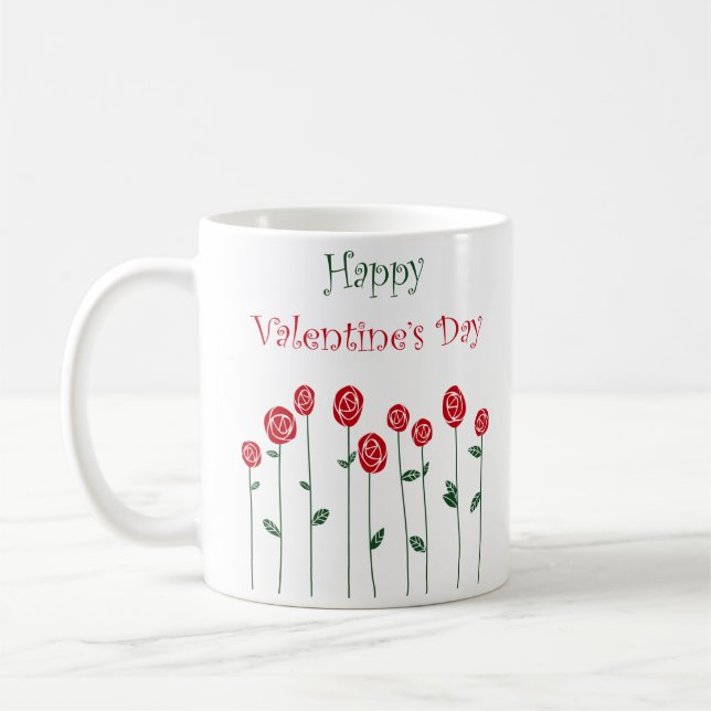 Valentine's Day Roses Ostrich Love Romance Flower Coffee Mug (Left)