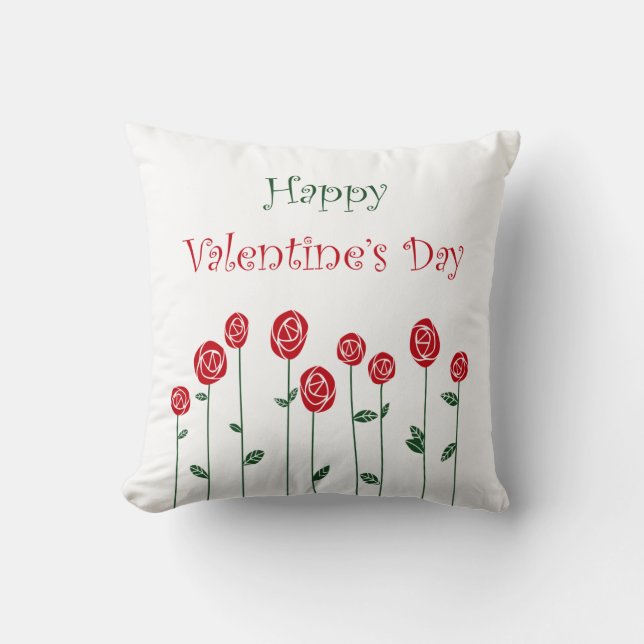 Valentine's Day Roses Ostrich Love Romance Flower Cushion (Front)