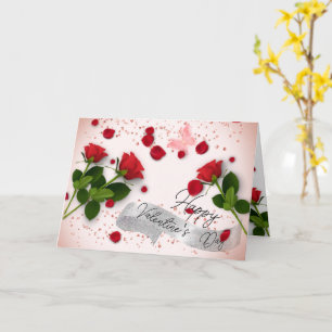 Valentine's Day Roses with Glass Card