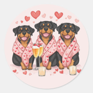 Valentines Day Rottweiler Dogs Classic Round Sticker