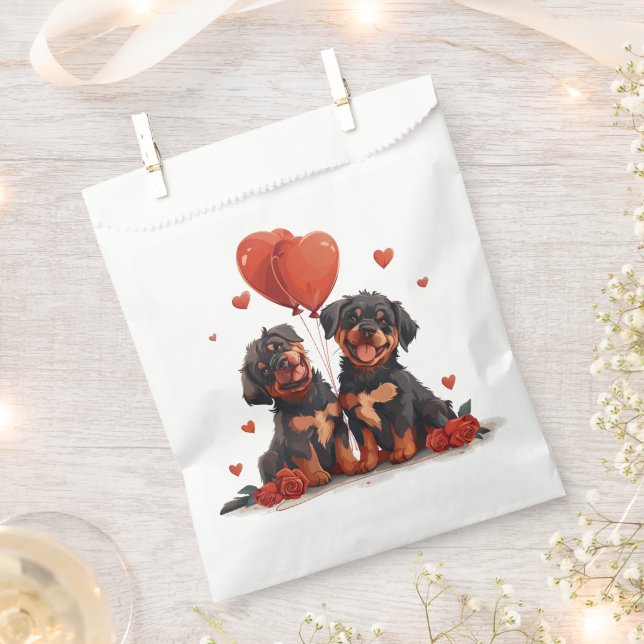 Valentines Day Rottweiler Dogs Favour Bag (Clipped)