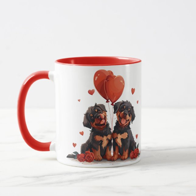 Valentines Day Rottweiler Dogs Mug (Left)