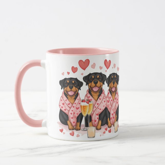 Valentines Day Rottweiler Dogs Mug (Left)